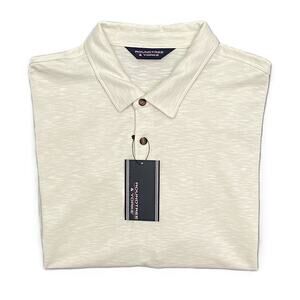 Roundtree & Yorke Men's Big & Tall XXL Long Sleeve Polo Shirt Cream NEW